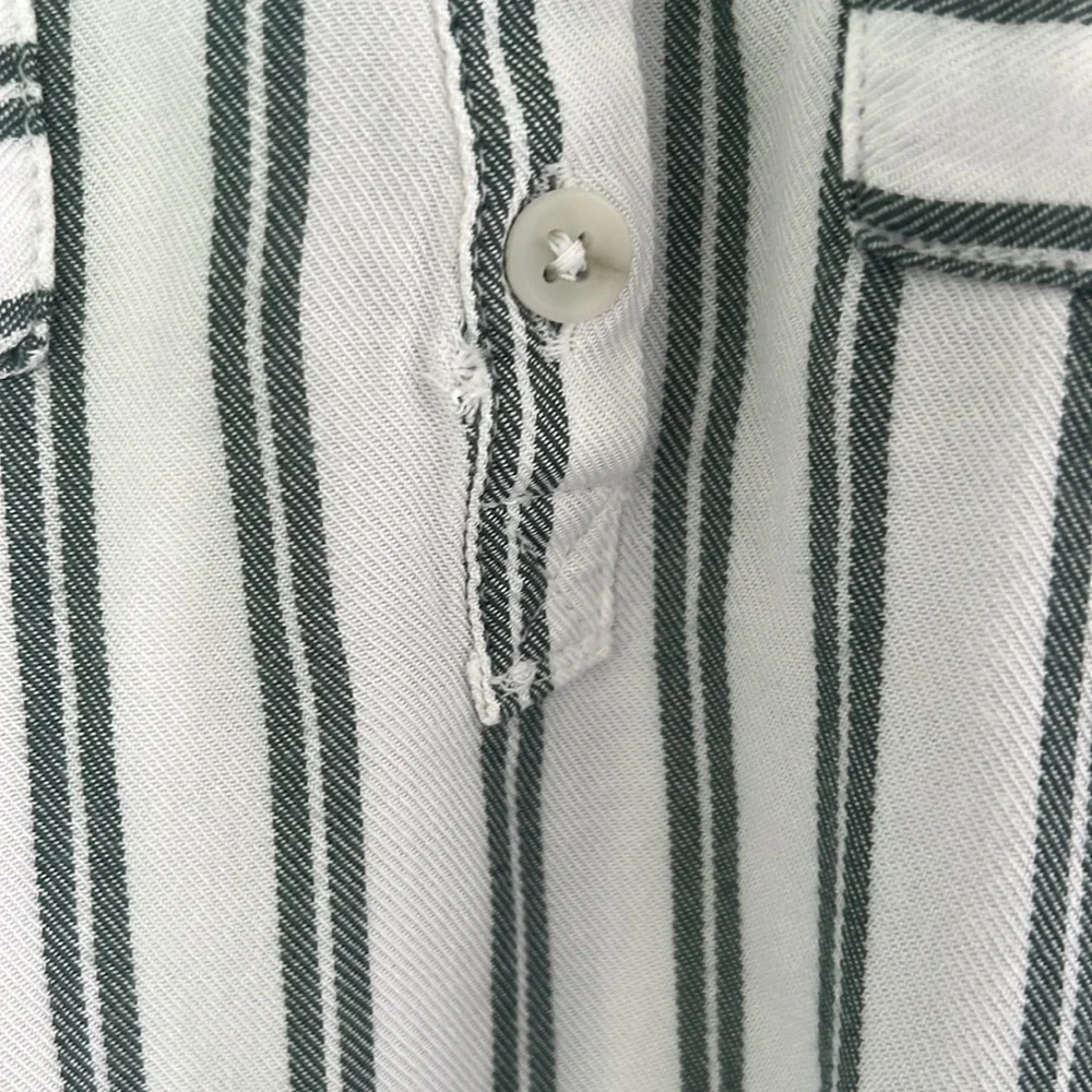 Isabel Maternity by Ingrid & Isabel Green and White Striped Tie Shirt Sz xs